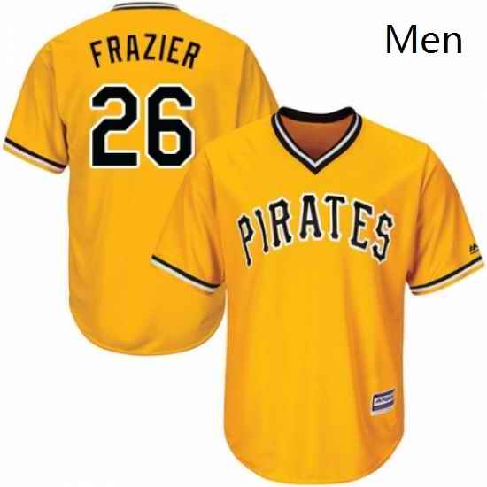 Mens Majestic Pittsburgh Pirates 26 Adam Frazier Replica Gold Alternate Cool Base MLB Jersey
